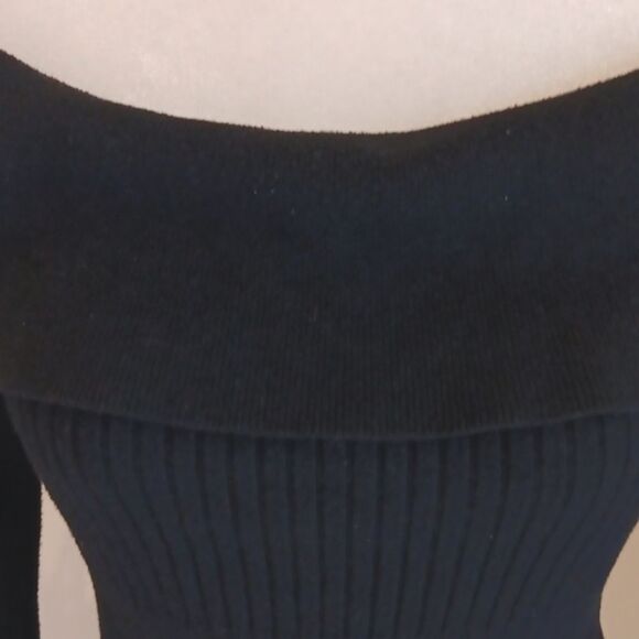 Wild Fable Black Off-the-Shoulder Sweater Ribbed Knit. Whimsigoth. Dark Summer. - Picture 3 of 12